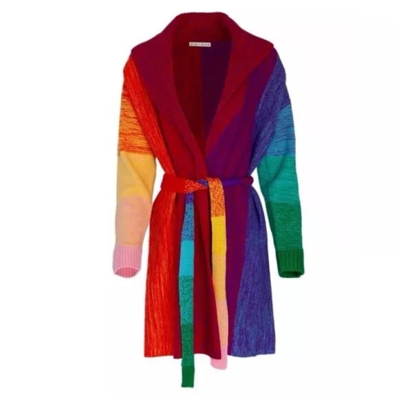 🎀SOLD🎀Alice + Olivia Marketta Rainbow Belted Long Cardigan Sweater - Picture 6 of 10